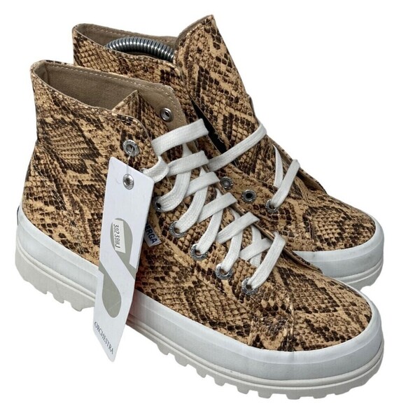 Superga Ankle Boots Tan Snake Synthetic Leather 2341 Womens Size 6 US NEW NIB - Picture 6 of 11